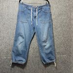 Old Navy Vintage 90s  Blue Jeans Cropped Capri Drawstring Waist Pockets Size‎ 12 Photo 8