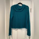 Jones Wear  Size L Teal Funnelneck Long Sleeve Lightweight Cable Knit Sweater Photo 7