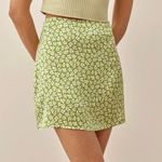 Reformation Benson Silk Mini Skirt Green & White – Size 4 Photo 1