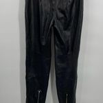 ZARA The Biker Black Faux Leather Vegan Moto Zipper Ankle Crop Pants womens 2 Photo 7
