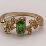 Hot Topic Gold and Green Botanical Gemstone Ring - Size 7 Photo 0