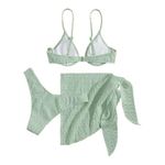 Women's Light Green Ribbed Bikini w/ Cover Up Skirt Swimsuit SZ Large NWT #0761 Photo 2