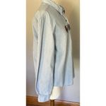 Talbots Talbot’s Christmas Shirt Women’s Sz LG Button Up Chambray Ice Skates Mittens Photo 5
