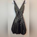 Y2K i ssue Vintage Bubble Skirt Metallic Dark Gray Cocktail Dress Size 2 Black Photo 3