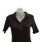 Calvin Klein  Black Knit Rib Short Sleeve Ballet Polo Sweater Midi Dress Medium Photo 3