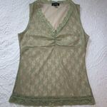 A Byer A. Byer Y2K Fitted Lace Tank Top. Size: Large. Sage Green w/ Cream Lining. Photo 0