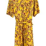 Julia Jordan Floral Faux Wrap V-neck Ruffled Yellow Mini Dress Sz 6 Photo 2