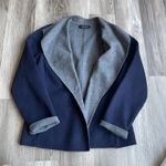 Talbots  Navy Wool Fleece Jacket Blazer Open Sweater Cardigan Size L Pockets Photo 0