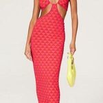 Solid & Striped  Kiana Red Geometric Knit Halter Cut Out Sleeveless Midi Dress M Photo 0