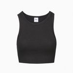 Aritzia TNA Cropped Raw Hem Tank Top in Black Loungewear Casual Gym Basic XL Photo 8