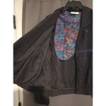 Jessica Scott Black Floral Blazer Large, Vintage Shoulder Pads Jacket, Women's Photo 4