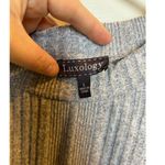Luxulogy Grey Ribbed Short Sleeve Sweater Button Detail Women Size Large L Gray Photo 4