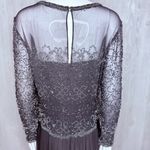 Vintage Ted lapidus long sleeve beaded sequin maxi dress silk 16 evening gown Black Photo 3