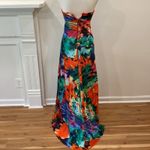 Vintage Formal Dress XS Y2K Strapless Long Gown Holiday Party Beaded Tropical Red Photo 8