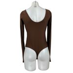 Aerie  Smoothez Brown Scoop Neck Long Sleeve Sculpt Thong Bodysuit Top Size L Photo 2