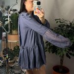 Free People  slate grey blue lace flowy blouse Photo 1