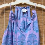 HD in Paris Anthropologie  Panorama Purple Palm Print Blouse 100% Silk 4 Photo 1