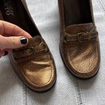 Franco Sarto Metallic Bronze Loafers with Blocked Heel Photo 1