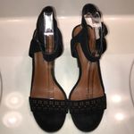 Lucky Brand  Women’s Odonna Leather Suede Black Ankle Strap Platform Heels Photo 1
