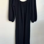 Free People  beach maxi dress black baloon sleeve Elegant textured Linen blend L Photo 1
