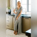 Baltic Born  Jennifer Deep V Light Sage Green Tassels Maxi Dress XS Photo 11