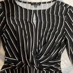 As You Wish Black and White Striped Fit and Flare Dress Keyhole Top Photo 4