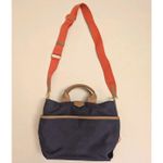 EUC Market By Monica Coated Canvas Bucket Crossbody Bag Purse Preppy Utility Blue Photo 3