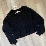 Bella Dahl Sweater mohair wool v neck cable knit womens Black (medium) boxy crop Photo 0