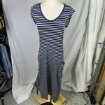 Toad&Co Eco Organic Cotton Blend Striped Midi Dress Navy White Small Nautical Blue Photo 15