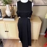 Aritzia  BABATON Cella Satin Dress Black Size Large Open Back Midi Photo 2