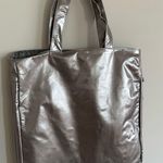 DKNY Vintage Y2K Metallic Silver Faux Leather Tote Bag Purse Photo 1