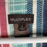 Multiples  Size L Blazer Jacket Crochet Fringe Striped Print Open Front Lined Photo 1