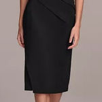 Donna Karan Women’s Asymmetric Neckline Pleat-Waist Sheath Dress Black Sz 2 NWT Photo 0