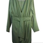 ASOS  DESIGN Plunge Mini Dress with Wrap Drape Skirt Sage Green Size 10 Photo 0