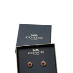 Coach  Open circle Red Stone Gold Stud Pieced Earring In Logo w/ Gift Box Photo 7