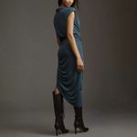 Anthropologie By Ruched Cowl-Neck Cap-Sleeve Midi Asymmetric Dress NWT Sz M Photo 3