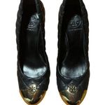 Tory Burch Kaitlin Wedge in Black and Gold- Size 7 Photo 0