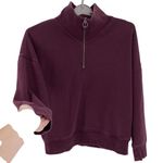 Athleta Antique Burgundy Cozy Karma 1/4 Zip Plush Lined semi cropped size M Photo 2