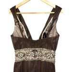 NWT Mandalay Brown Silk Beaded Sequin Maxi Long Gown Evening Formal Dress Size 4 Photo 5