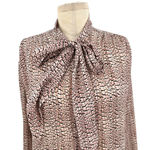 Reiss Kelsie Metallic Tie Neck Top Pink Blouse Size US 6 Photo 2