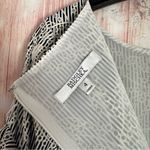 Badgley Mischka  Navy Striped Floral Print Tiered Bell Sleeve Boatneck Dress Sz 4 Photo 9