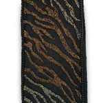 Chico's Beaded Fringe Scarf Semi Sheer Black Brown Tiger Stripe Approx 56"x6" Photo 2