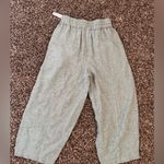 Poetry  Linen Drawstring Trousers in Green Khaki Gingham Striped Crop Wide Leg Photo 7