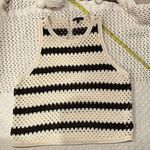 Massimo Dutti MAXIMUM DUTTI WOMENS BLOUSE MEDIUM Striped Crochet Tank Top Photo 0