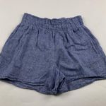 A New Day Blue Chambray Linen Blend Smocked Waist Pull On Shorts XS Photo 0