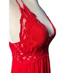 Free People NEW Size S Adella Maxi Slip Dress Sleeveless Boho Crochet Lace Red Photo 3
