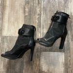 Karl Lagerfeld Black Peep-Toe Heeled Boots Size 5.5 Photo 4