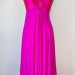 Theia Empire Waist Silk Bright Pink Formal Full Length Dress Photo 0