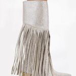 Rhinestone knee high cowboy fringe boots Silver Size 9 Photo 1