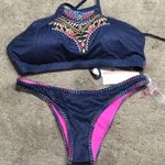 PilyQ  Cayman Embroidered Gypsy halter bikini. D-cup/M-bottom NWT Photo 9
